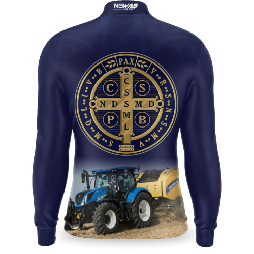 Camisa Agro Newas Medalha São Bento Azul com UV50+
