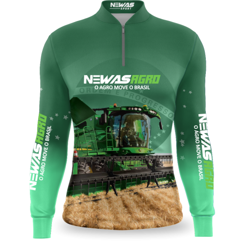  Camisa Agro Newas O Agro Move o Brasil Verde com UV50+ 