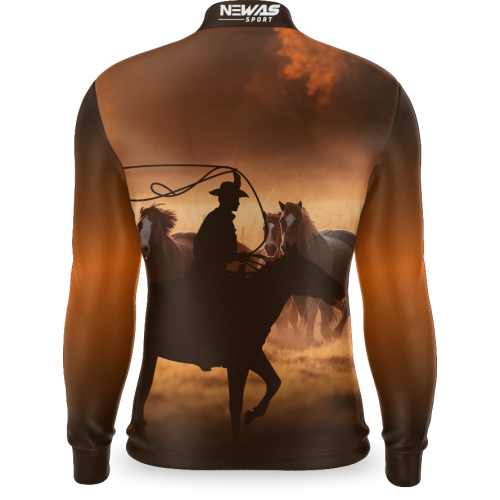 Camisa Newas Cavalos Marrom com UV50+