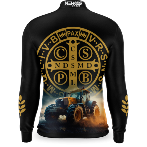 Camisa Agro Newas Medalha São Bento Preta com UV50+