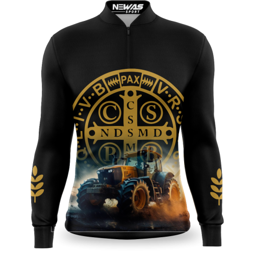 Camisa Agro Newas Medalha São Bento Preta com UV50+