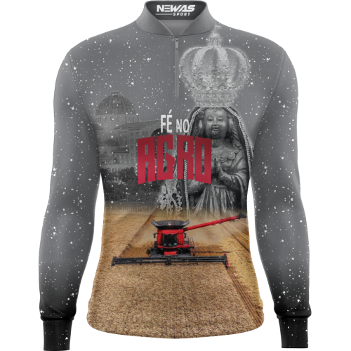 Camisa Agro Newas Nossa Senhora Cinza com UV50+