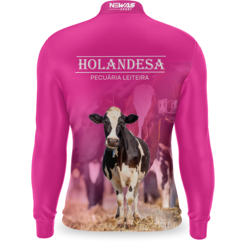 Camisa Agro Newas Vaca Holandesa Rosa com UV50+