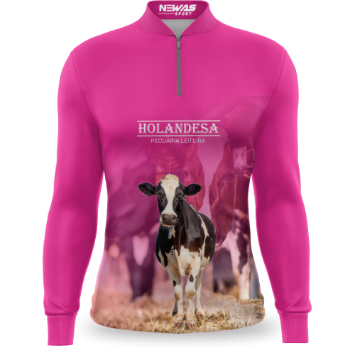 Camisa Agro Newas Vaca Holandesa Rosa com UV50+