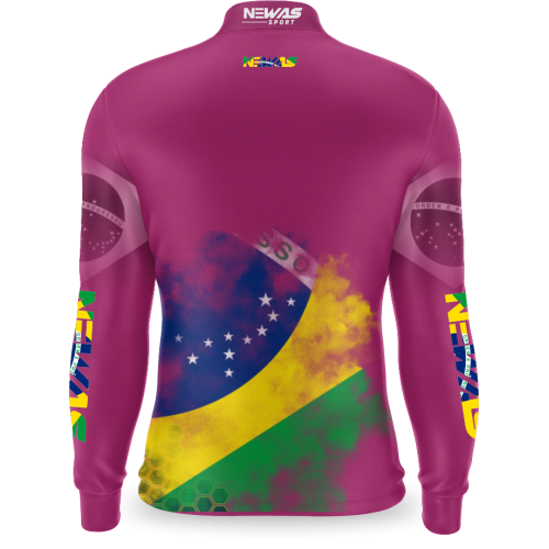 Camisa Agro Newas Brasil Rosa com UV50+