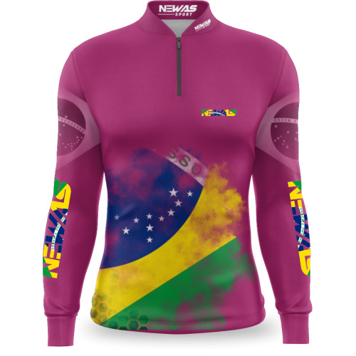 Camisa Agro Newas Brasil Rosa com UV50+