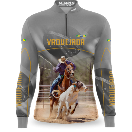 Camisa Agro Newas Vaquejada Cinza Claro com UV50+