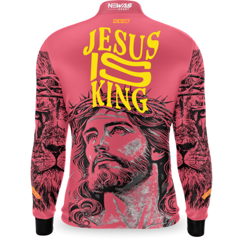 Camisa Newas Jesus é Rei Rosa com UV50+