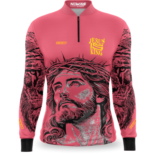 Camisa Newas Jesus é Rei Rosa com UV50+