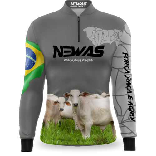 Camisa Agro Newas Nelore Cinza com UV50+
