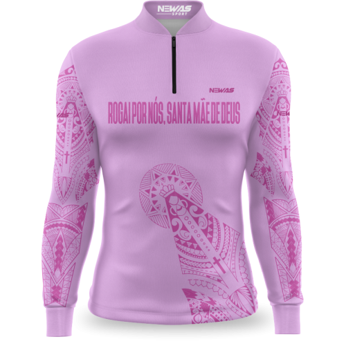 Camisa Agro Newas Rogai Por Nós Rosa Claro UV50+