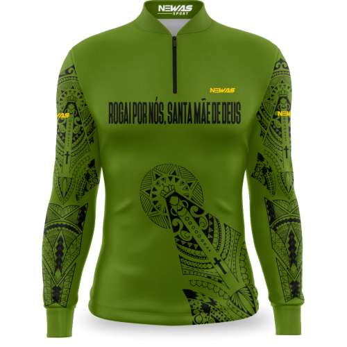 Camisa Agro Newas Rogai Por Nós Verde Olívia com UV50+