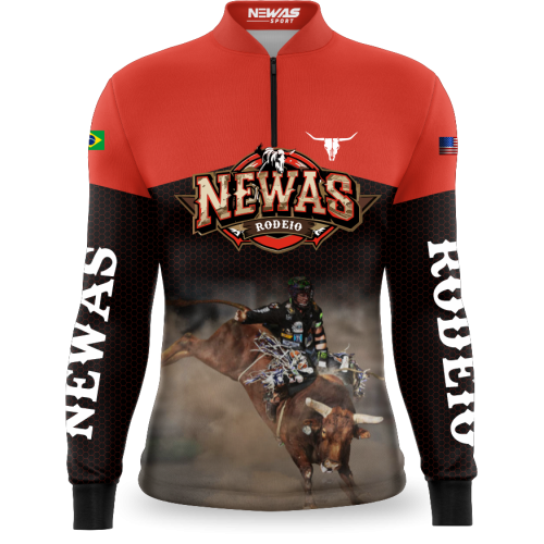 Camisa Agro Newas Rodeio Vermelha com UV50+