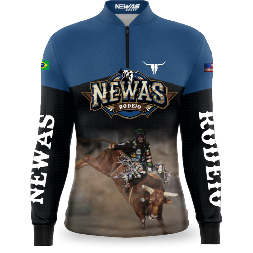 Camisa Agro Newas Rodeio Azul com UV50+