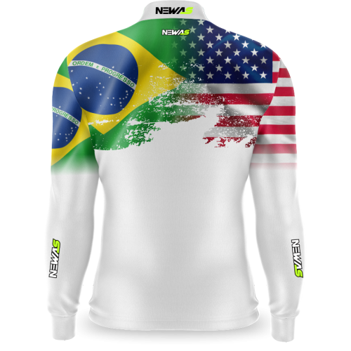Camisa Agro Newas Bandeira EUA e Brasil com UV50+