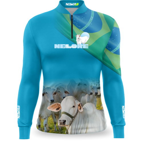 Camisa Agro Newas Nelore Azul com UV50+