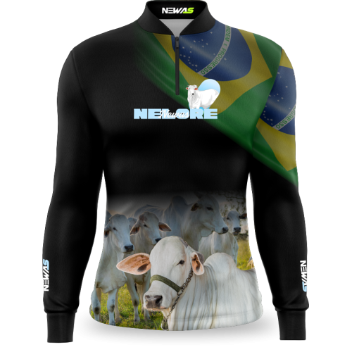 Camisa Agro Newas Nelore Preto com UV50+