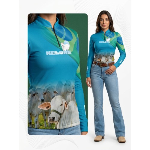 Camisa Agro Newas Nelore Azul com UV50+