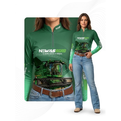  Camisa Agro Newas O Agro Move o Brasil Verde com UV50+ 