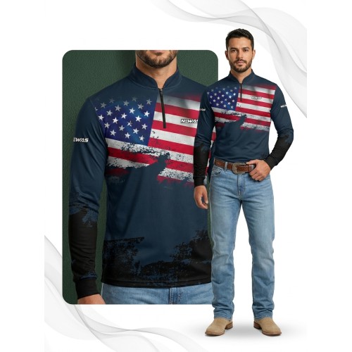 Camisa Agro Newas Bandeira EUA com UV50+