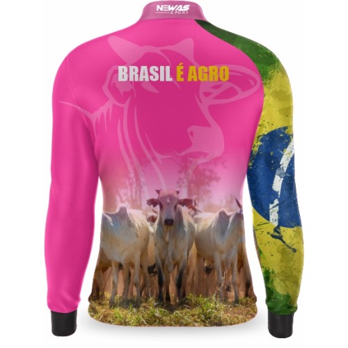 Camisa Agro Newas O Agro Não Para Rosa com UV50+