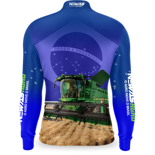 Camisa Agro Newas O Agro Move o Brasil Azul com UV50+