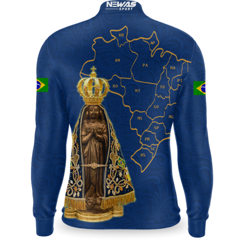 Camisa Agro Newas Nossa Senhora Aparecida Azul com UV50+