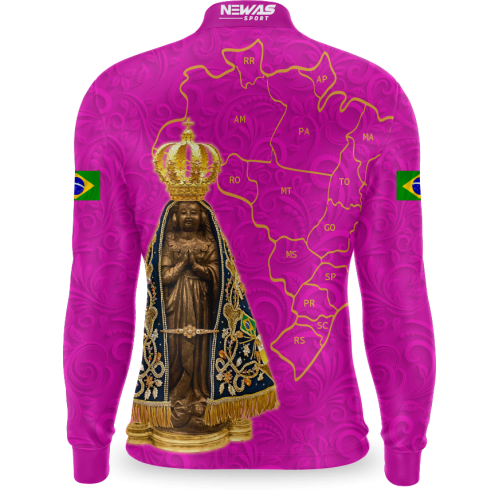 Camisa Agro Newas Nossa Senhora Aparecida Rosa com UV50+