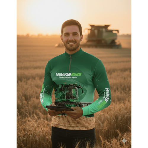  Camisa Agro Newas O Agro Move o Brasil Verde com UV50+ 