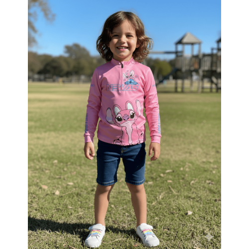  Camisa Newas Stitch Rosa com UV50+